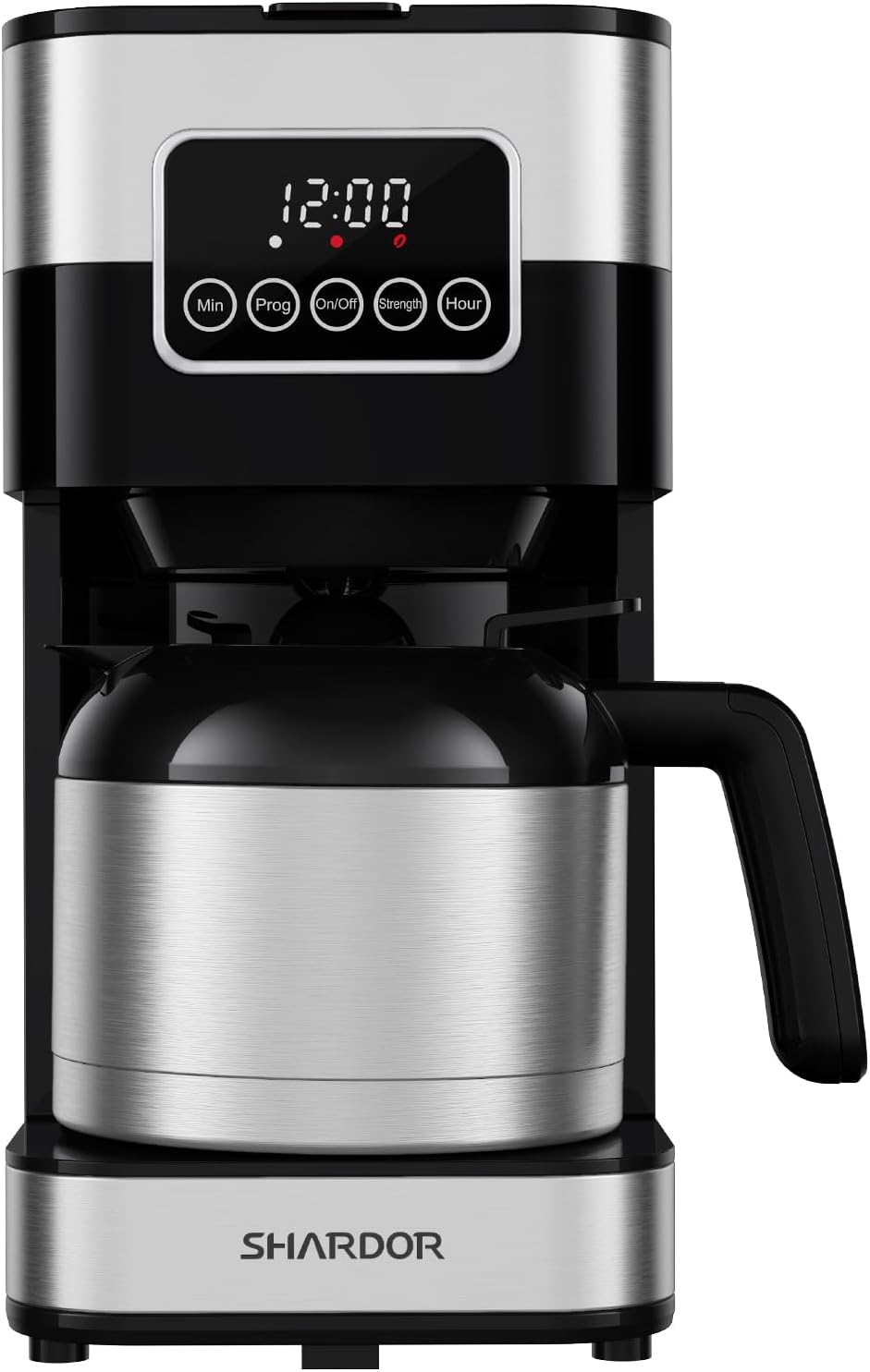 SHARDOR Coffee Maker Programmable with Thermal Carafe, Touch-Screen Drip Coffee Machine with Timer, 8-Cup Coffee Pot with Pause & Serve, Regular & Strong Brew, Auto Shut Off, Black & Stainless Steel