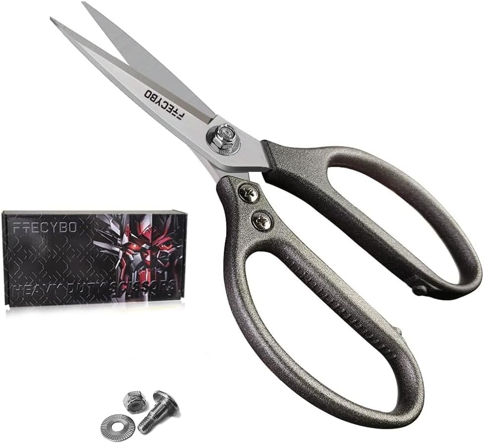 Heavy Duty Scissors 8.5'', All Purpose, Leather Scissors, Reinforced Stainless Steel Blades with Metal Handles for Home, Office, Easy Cutting Cardboard, Fabric, Carpet, Leather, etc