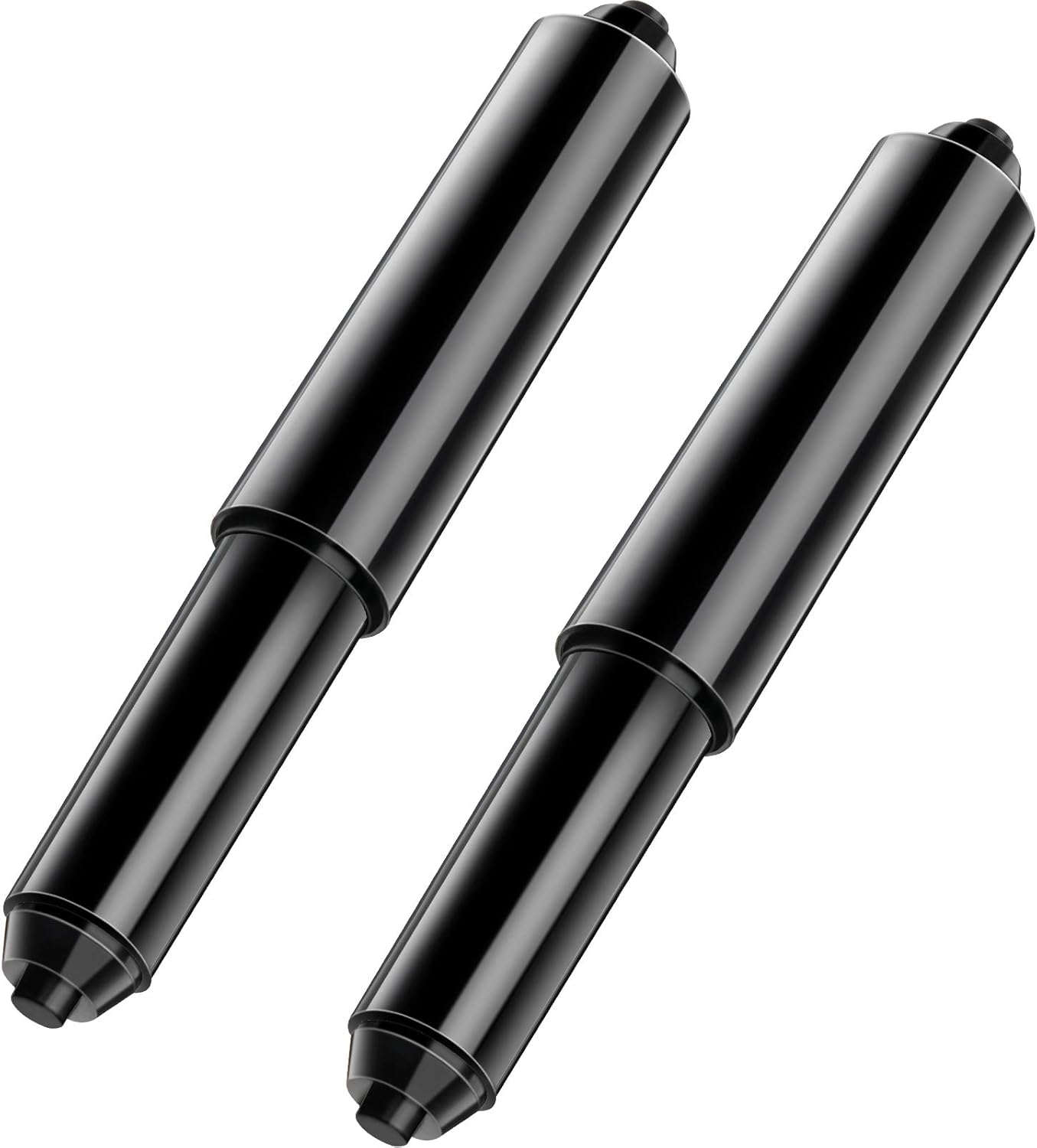 2 Pieces Toilet Paper Holder Roller Spindle Replacement Rod Plastic Spring Loaded (Black)