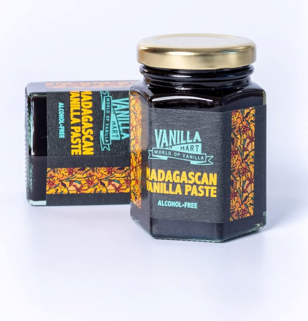 Vanilla Mart - Alcohol Free Madagascan Vanilla Paste 110g - Powder Based Vanilla Paste - Premium Madagascan Vanilla - Made from 100% Grade A Vanilla Beans - Madagascan Vanilla Bean Paste