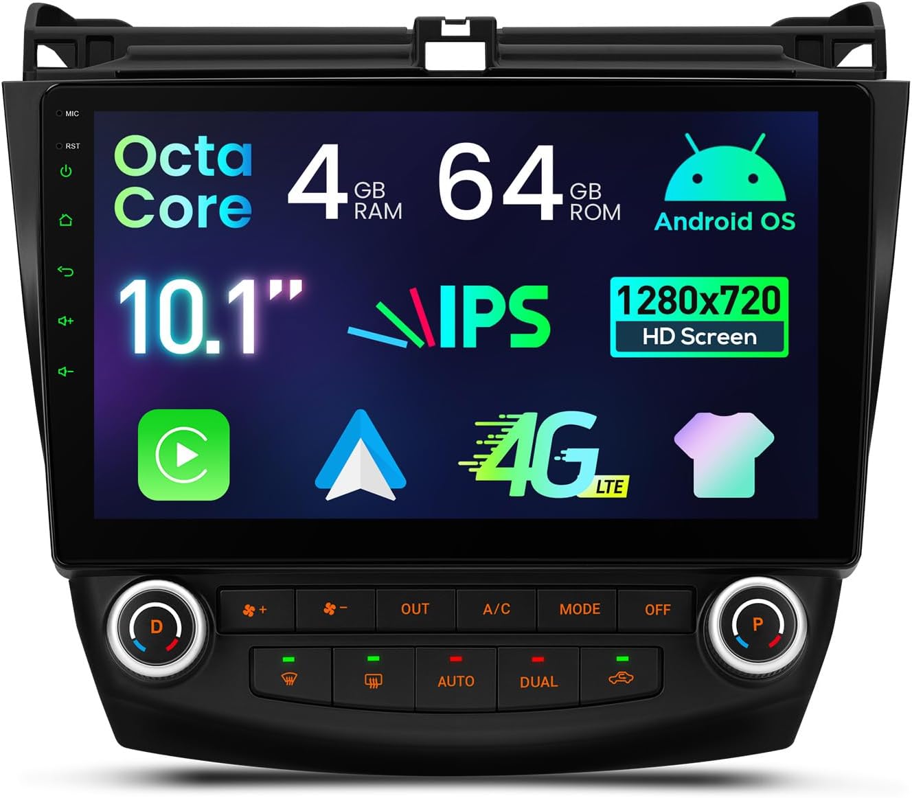 XTRONS Android 14 Car Stereo for Honda Accord 7th 2003 2004 2005 2006 2007, 10.1 Inch Touch Screen Car Radio GPS Navigation Bluetooth Built-in DSP Head Unit Wireless CarPlay Android Auto (4+64GB)