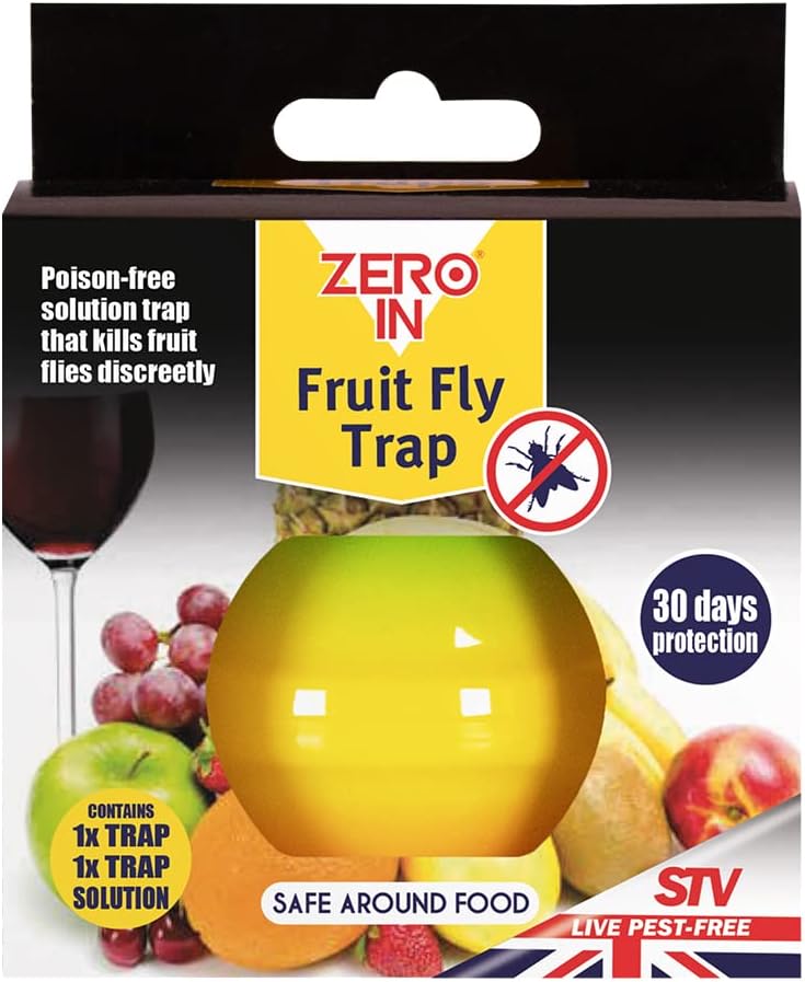 Zero In Ready-Baited Fruit Fly Trap Apple-Shaped, Non-Toxic, Insect Trap to Attract and Trap Fruit Flies, Suitable for Kitchen Counters, Lasts up to 30 Days, 5.5x10.5x16.7 cm