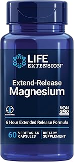 Life Extension Extend-Release Magnesium, prolonged heart & bone health support, cardiovascular & blood pressure health support, bioavailable formula, gluten-free, non-GMO, vegetarian, 60 capsules