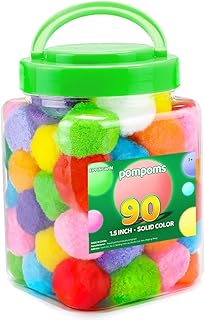 Eppingwin 90PCS Multicolor Pom Poms, 1.5 Inch Soft Pompoms for Crafts, Assorted Colors 4CM Big Pompoms for Arts & Crafts DIY Projects