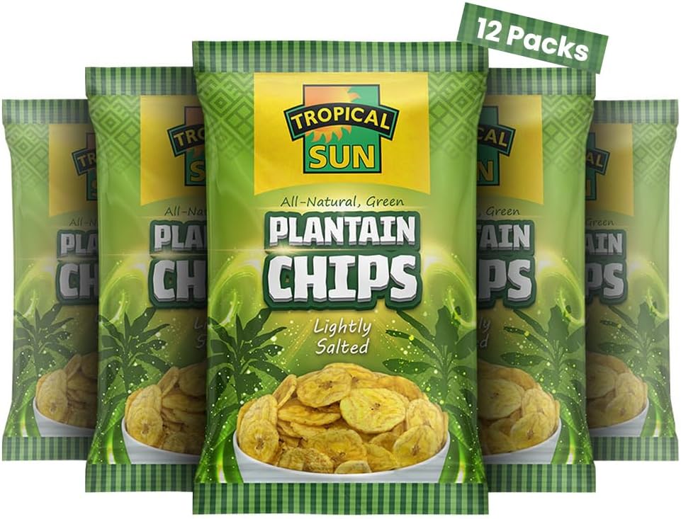 Tropical Sun Natural Plantain Chips Lightly Salted, 70g (Pack of 12)