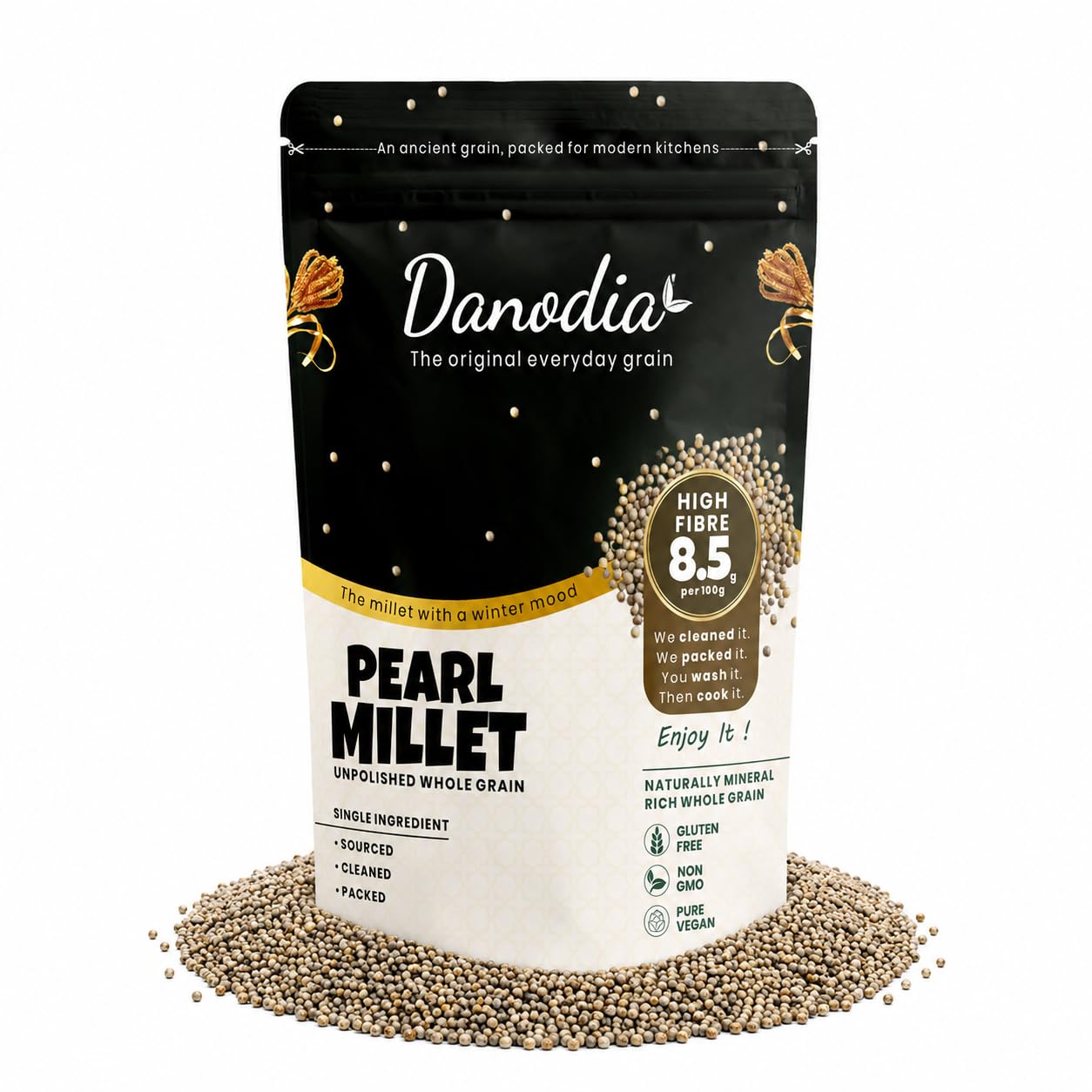 Danodia Foods Organic Pearl Millet Bajra Grain, Gluten-Free, 2 lb Pack