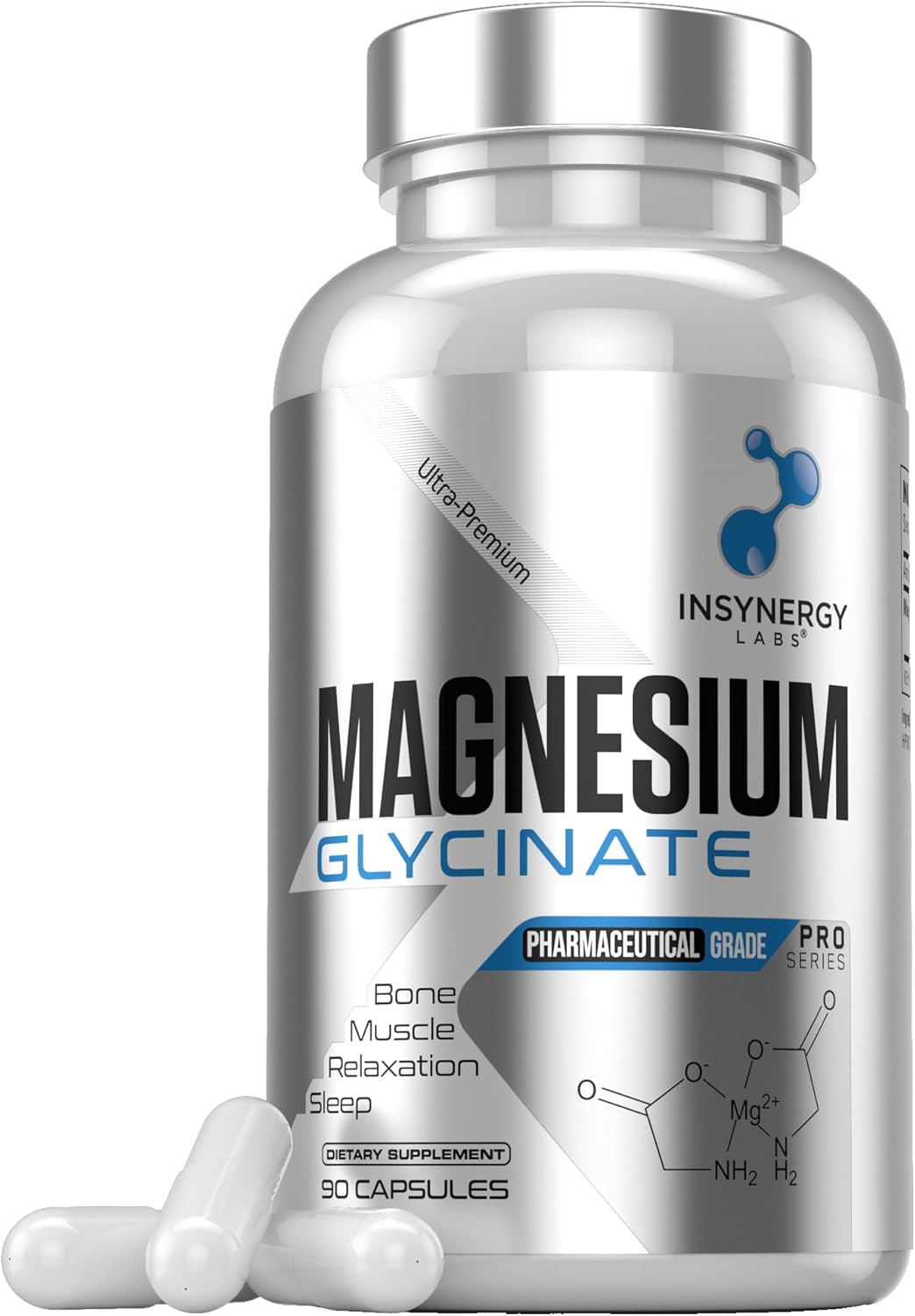 Ultra Premium Magnesium Glycinate Supplement (Pro Series Magnesium 1,500mg) Magnesium Bisglycinate 90 Vegan Magnesium Tablets
