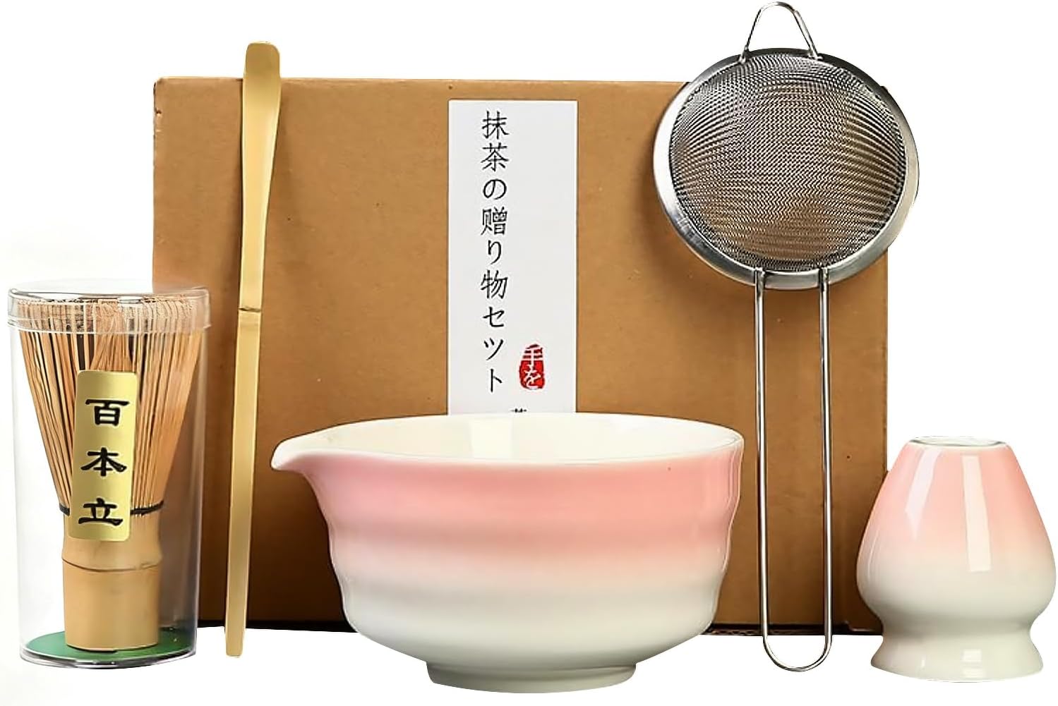 Matcha Set - Matcha Whisk Set, Japanese Matcha Tea Set with Matcha Bowl (500ml), Matcha Whisk & Holder, Bamboo Scoop & Stainless Sifter - 5 Pcs Complete Matcha Making Kit, Gift for Matcha Lover