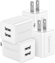[4Pack] USB Charger Block 5V 2.4A,Cabepow Dual A Port Charging Blocks,USB Wall Charger Plug Power Adapter Cube for Apple iPhone 16 15 14 13 12 11 Pro Max/Pro/XR/8/7/6/Plus/X,Android-ETL Certified