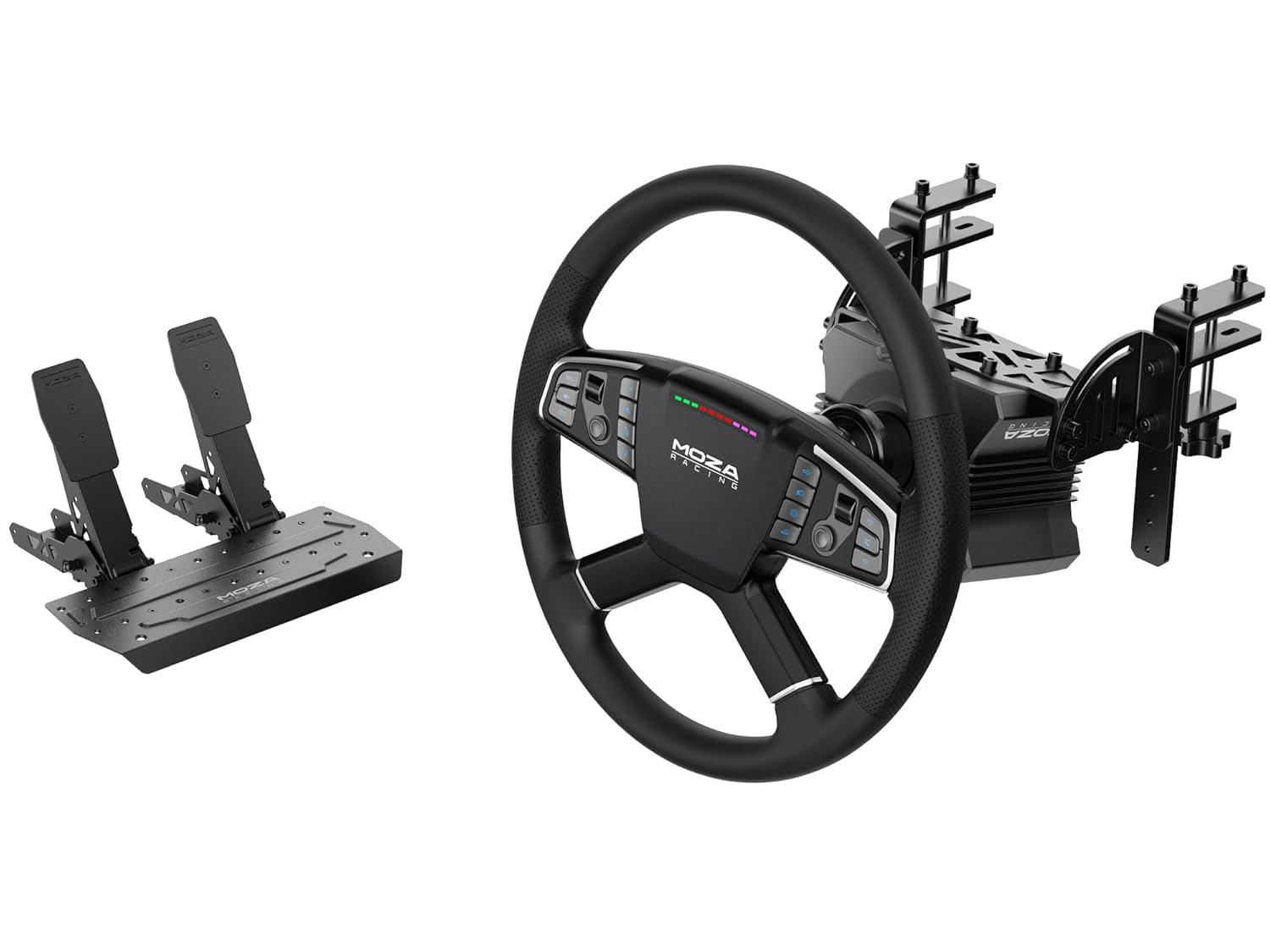 MOZA Trucking Bundle 4PCS PC Gaming Racing Simulator Kit: R5 5.5Nm Direct Drive Wheel Base, 400mm TSW Truck Wheel, SR-P Lite Pedals and Wheel Clamp for PC, Black