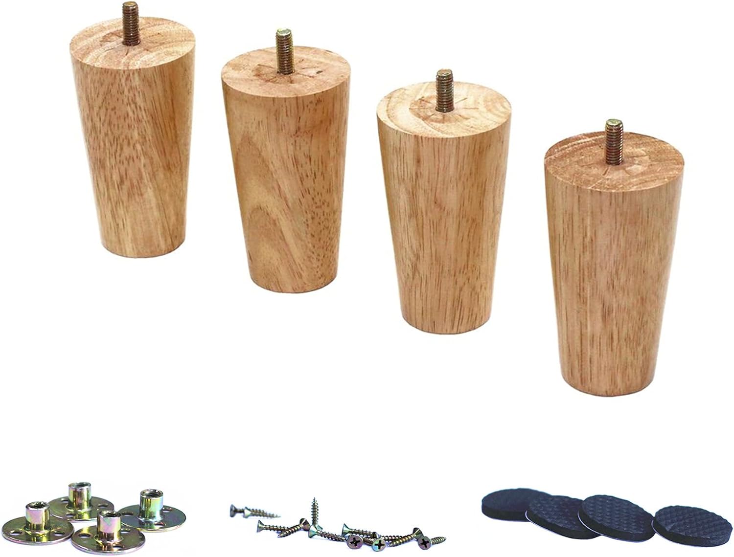 Solid Wood Replacement Furniture Sofa Couch Legs 4 inch Heavy Duty Set of 4