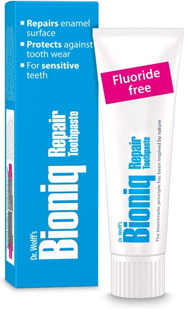 Dr. Wolff's Bioniq Repair Toothpaste 75ml | Fluoride Free Toothpastes for Daily Use | for Sensitive Teeth Inspired by Nature | Enamel Repair Whitening Toothpaste | Small Toothpaste for Travel & Home