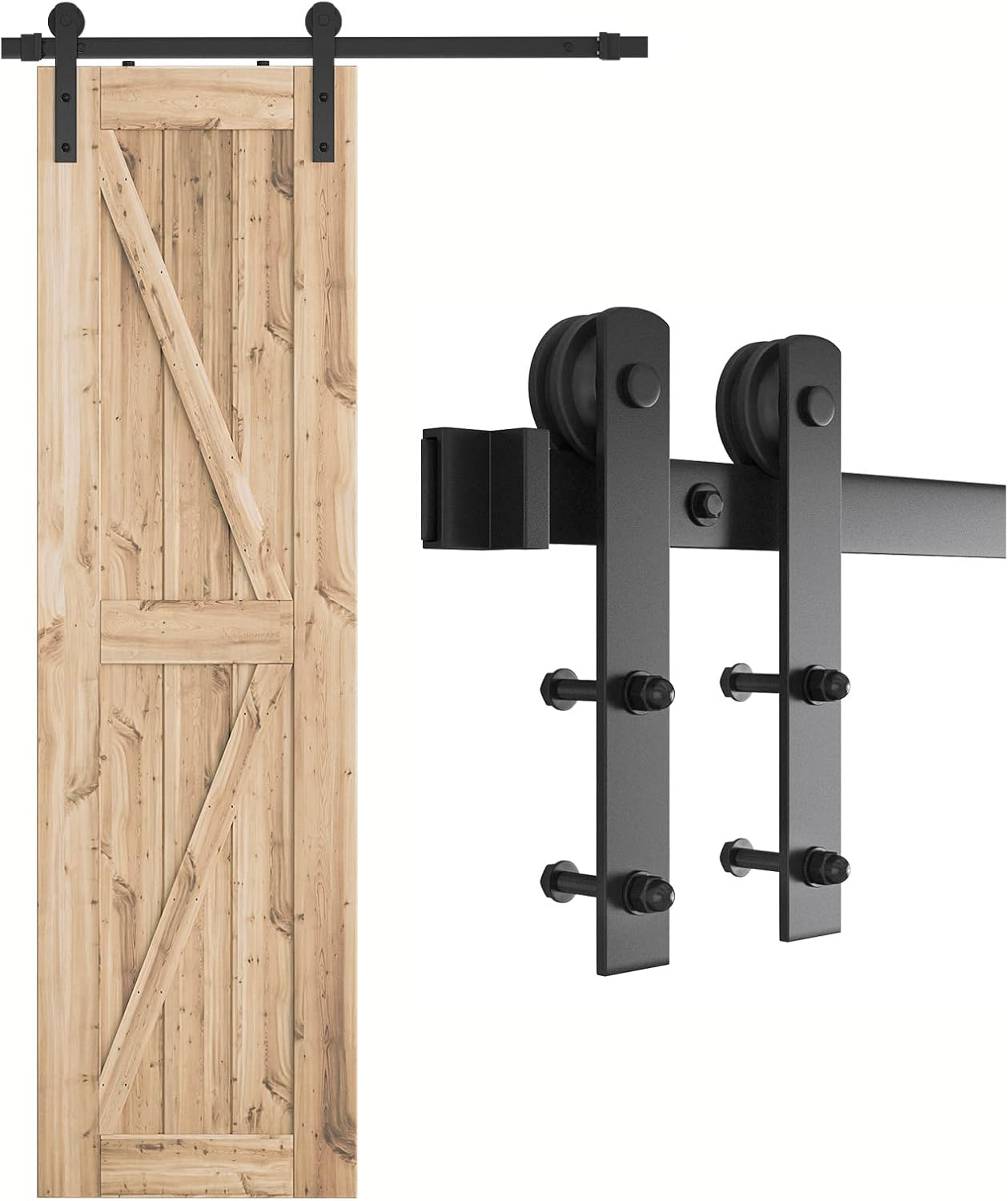 SMARTSTANDARD 4.0ft Barn Door Hardware kit, Barn Door Track, Sliding Door Hardware kit, Smoothly and Quietly -Heavy Duty Sturdy -Easy to Install, Fit 24" Wide Door Panel (I Shape Hanger)