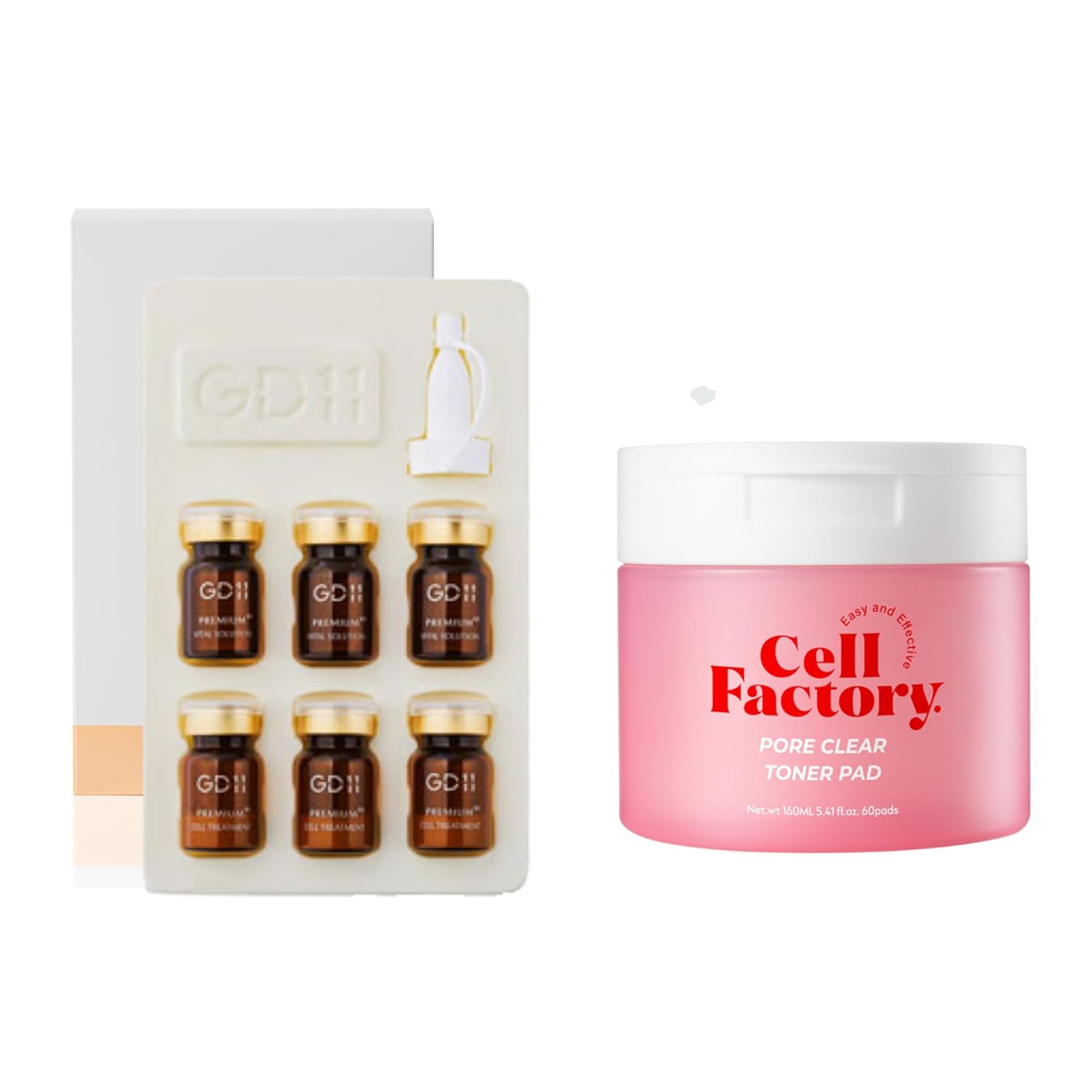 GD11 Premium Rx Cell Exosome Treatment & CELL FACTORY Pore Clear Toner Pad