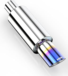 MZS Exhaust Muffler, Stainless Steel Exhaust Tip 15" Length 2.25" Inlet 3" Outlet Universal for Car Sedan SUV Truck Vehicles - Titanium Burnt Tip