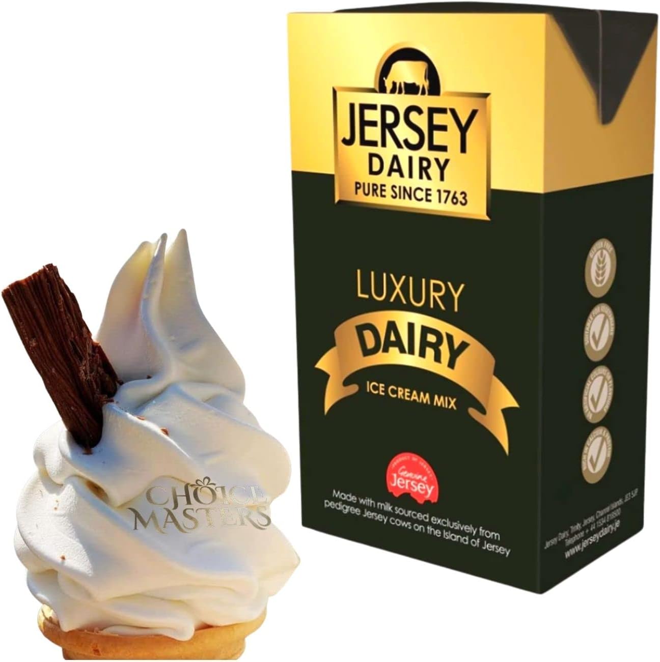 Ice Cream Mix - Soft Serve - Jersey Gold Luxury Ice Cream Mix- Superior Creamy Taste - Use At Home or Commercially - 1L