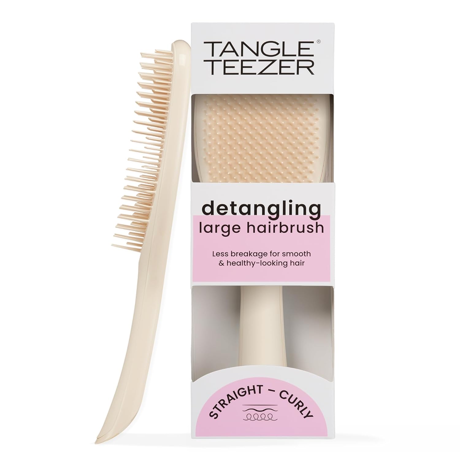 Tangle Teezer Large Ultimate Detangler Hairbrush for Wet & Dry Hair, Eliminates Knots & Reduces Breakage for Long, Thick, & Curly Hair Types, Vanilla