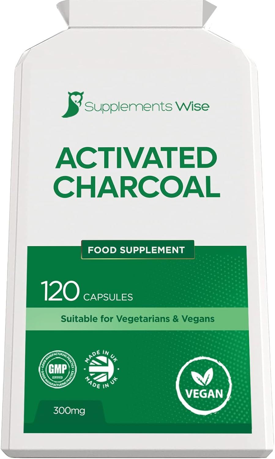 Activated Charcoal Capsules - 120 x 300mg - Charcoal Tablets for Flatulence and Trapped Wind - 100% Pure Powder Derived from Coconut