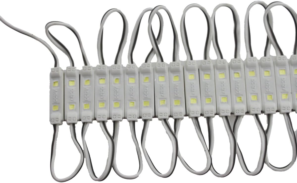 REXTiN Super Bright 200pcs Mini 2835 2 LED Module DC12V Waterproof Decorative Light for Letter Sign Advertising Signs with Tape Adhesive Backside (White)