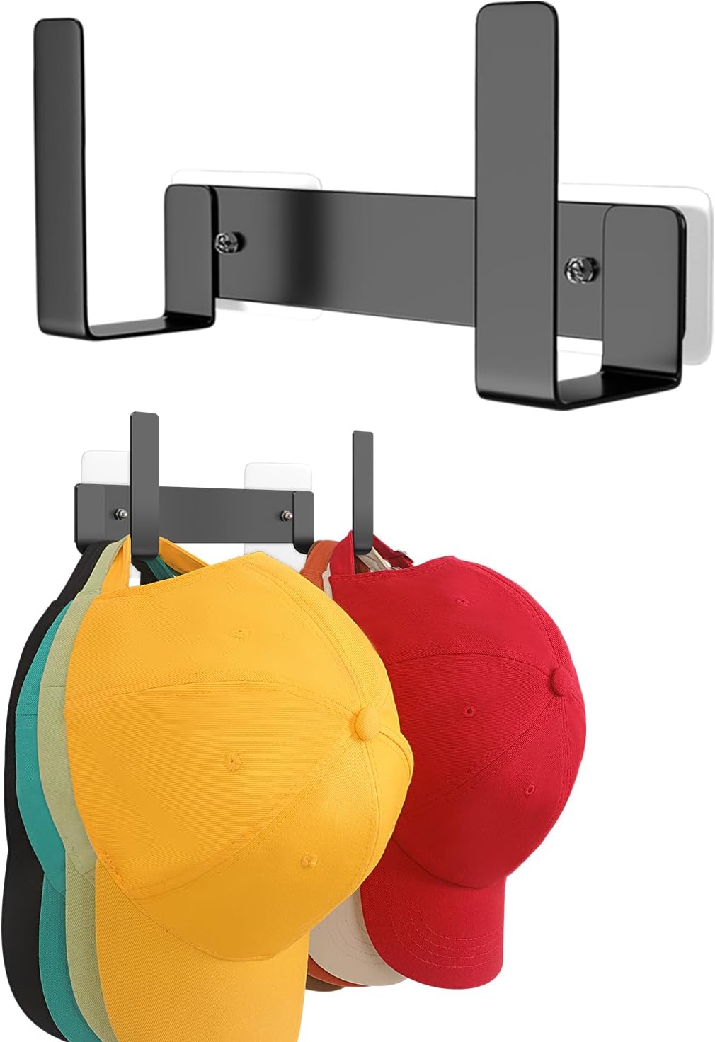 1-Pack Hat Rack for Baseball Caps, Stainless Steel Hat Organizer for Baseball Cap, Hat Holder Storage, Hat Hanger Strong Adhesive/Wall Drilled for Door, Bedroom, Closet