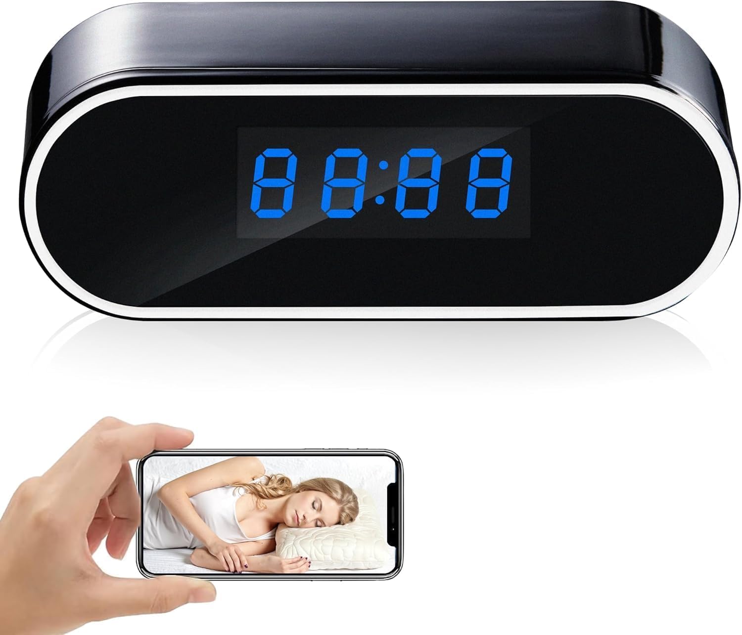 Digital Alarm Clock with Spy Camera,Wireless Hidden Camera 1080P Video Recorder Indoor, Easy to Use with Simple Operation, Nanny Cam for Home