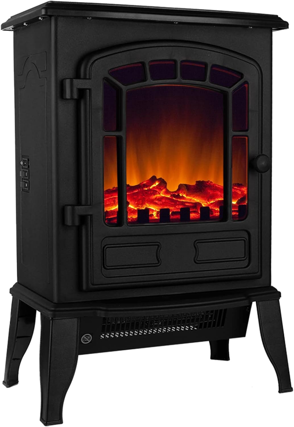 Deuba® Electric Heater with Fan | LED Flame Effect | 2 Heat Settings 1000W/2000W | Electric Fireplace | Overheat Protection | Compact Design | Black