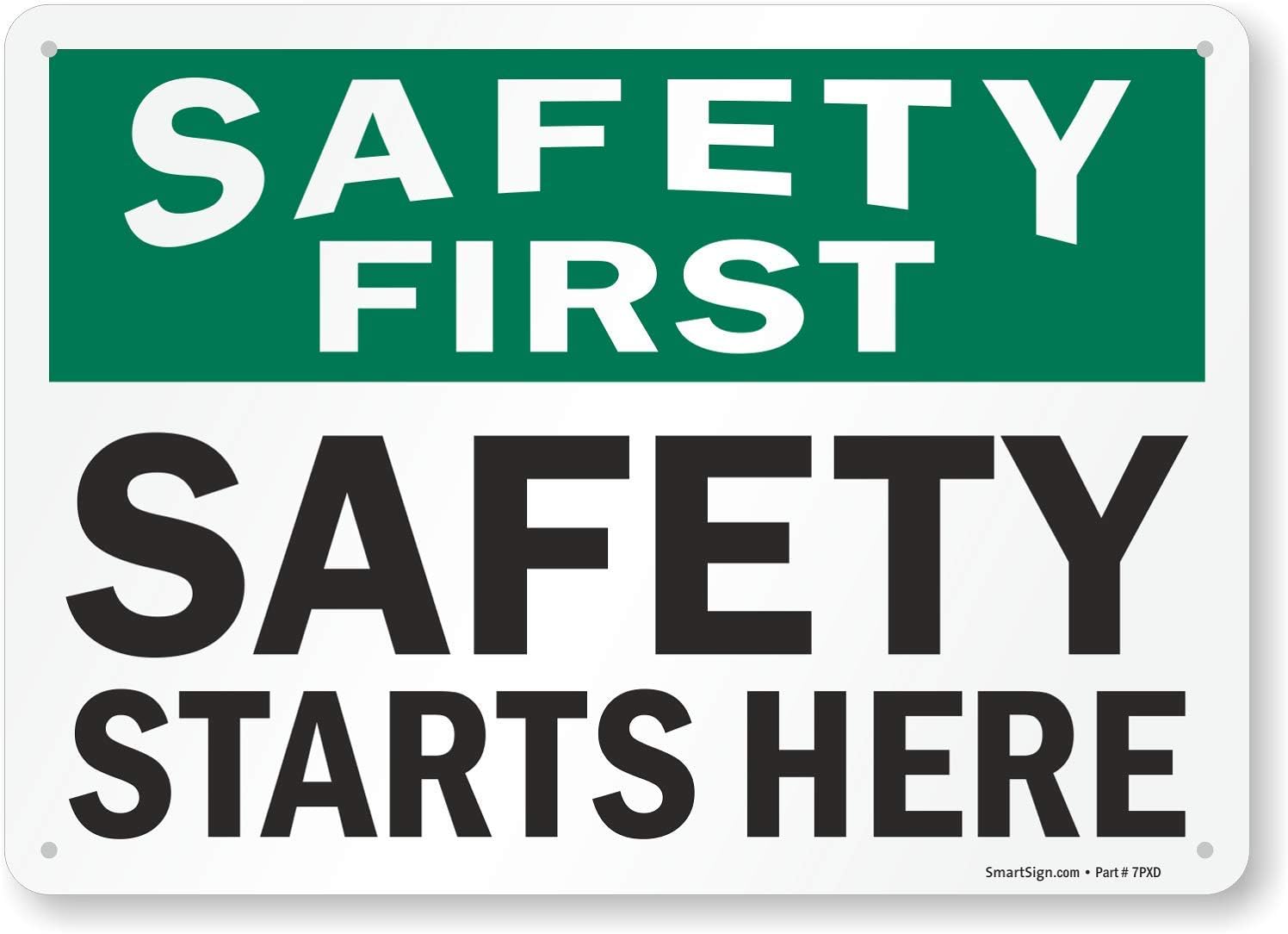 SmartSign "Safety First - Safety Starts Here" Sign | 10" x 14" Plastic