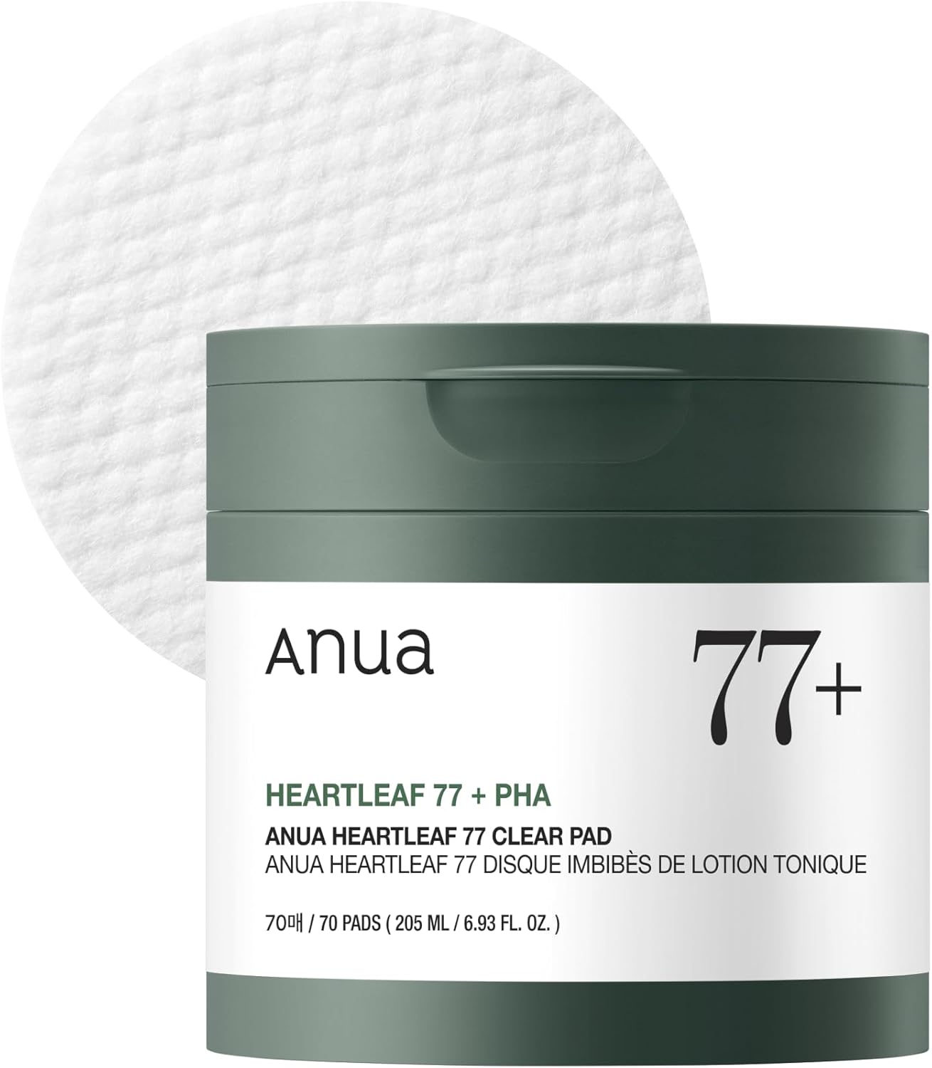 ANUA Heartleaf 77 Toner Pad, Mild Exfoliating Facial Pads for Glass Skin, Hydrating Pore Care for Sensitive Skin, Heartleaf Extract, PHA, Centella, Non comedogenic, Korean Skin Care, 70 Pads