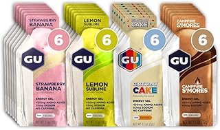 GU Energy Original Sports Nutrition Energy Gels, 24-Count, Vegan, Gluten-Free, Kosher, and Dairy-Free On-the-Go Energy for Any Workout, Assorted Caffeine-Free Flavors Variety Pack