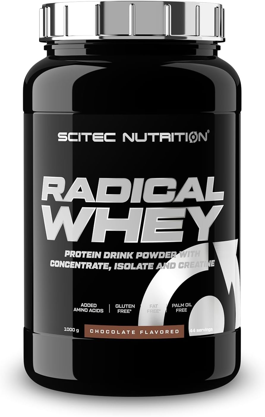 Scitec Nutrition Radical Whey - Whey Protein Concentrate and Isolate - with Creatine and BCAAs - Gluten Free - Fat Free, 1000 g, Chocolate