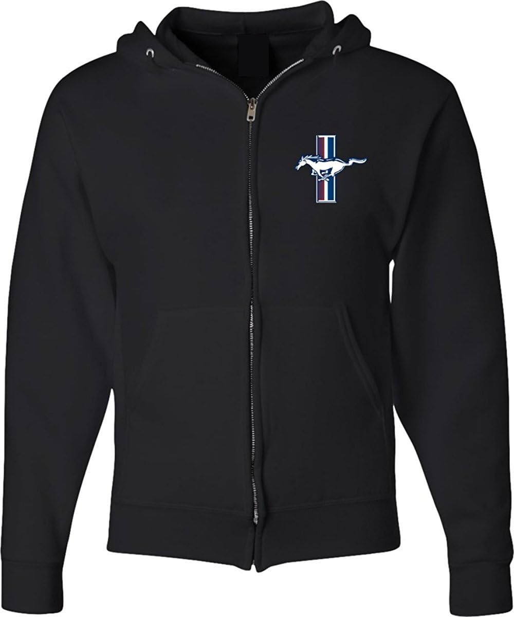 Lucky Ride Ford Hoodie Legend Lives Mustang Pony (Pocket) Full Zip Sweatshirt