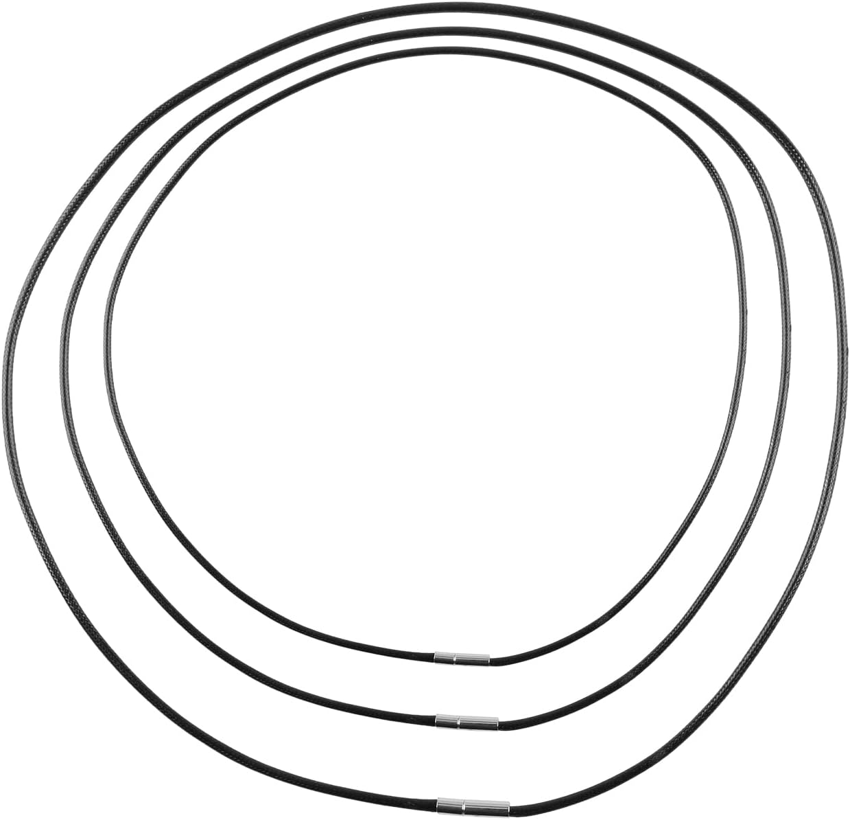 Tabanzhe Leather Necklace Set-3PCS 45 50 70cm Waterproof Black Artificial Leather Cord Necklace with Stainless Steel Clasp Braided Cord Chain Gifts for Men Women