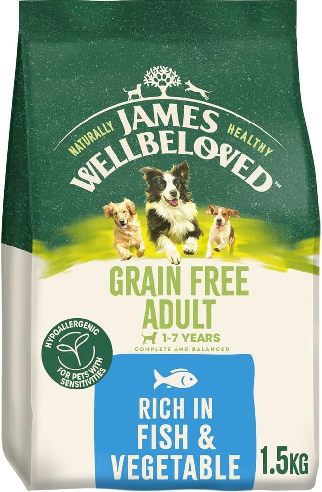 James Wellbeloved Dog Adult Hypoallergenic Dry Food Grain Free Fish and Rice 1.5 kg