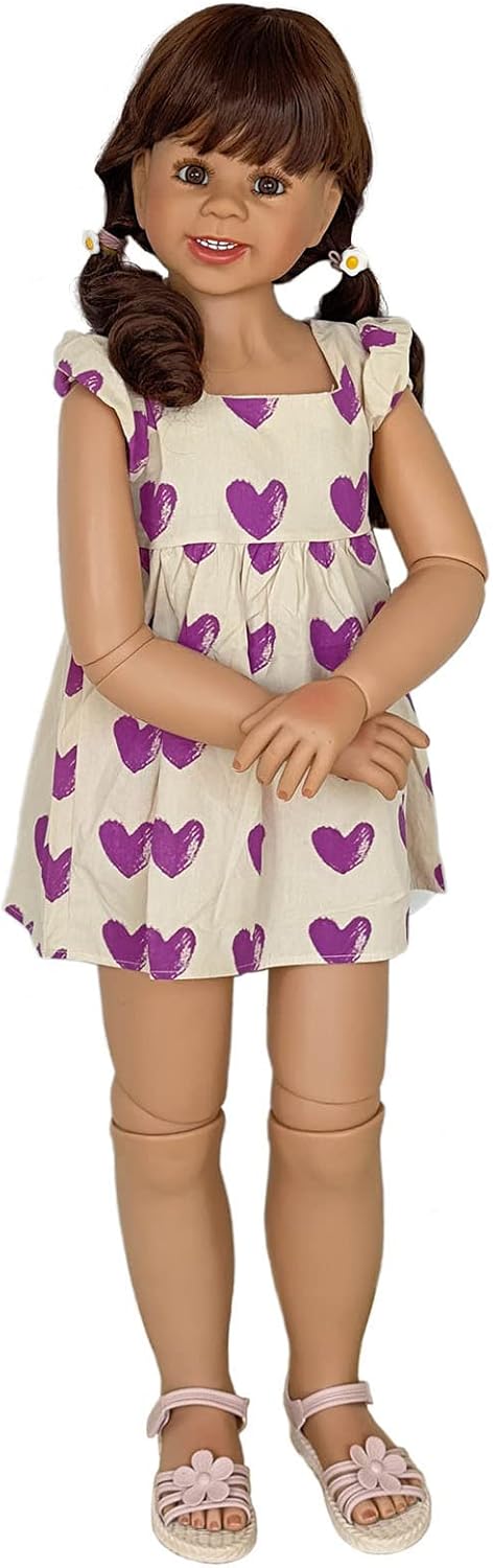 YIHANGG Huge Reborn Baby Doll Toddler Standing Ball Jointed Doll Full Body Hard Vinyl Girl Long Hair Princess Doll Realistic Anatomically Correct Model Collectible Kids Playmate Toy(120cm,D)