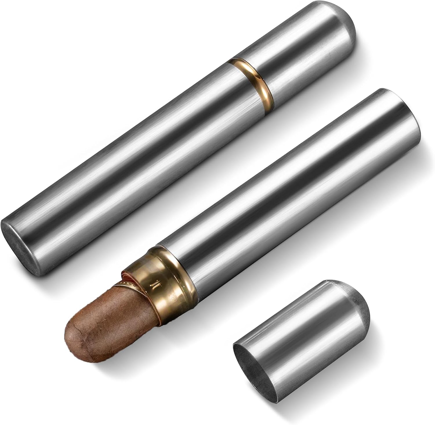 CIGARLOONG Cigar Tube Humidor,Alloy Single Portable Travel Cigar Protection Tube,for Cigar Lovers, 1 Piece