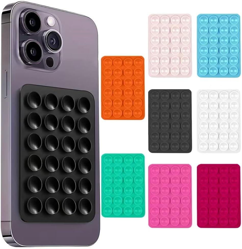 8PCS Silicone Suction Phone Case Mount,sticky phone case for wall,Hands-Free Fidget Toy Mirror Shower Phone Holder, Non Slip Suction Cup Phone Mount(coloured)