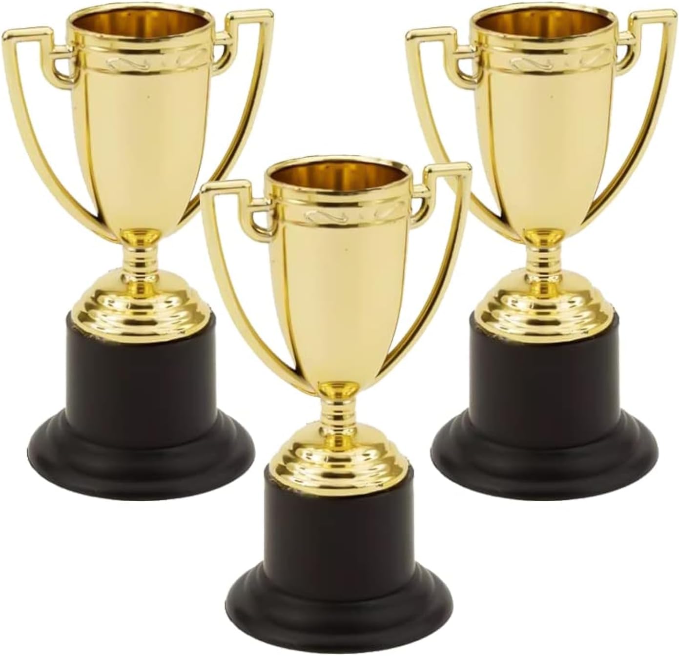 D.A.Y. Republic 3 Golden Plastic Winner Trophies, 10cm, With Handles Perfect for Performances, Competitions and Party Gifts, Put a Smile on Your Little Winners Face and Make any Event a Memorable One