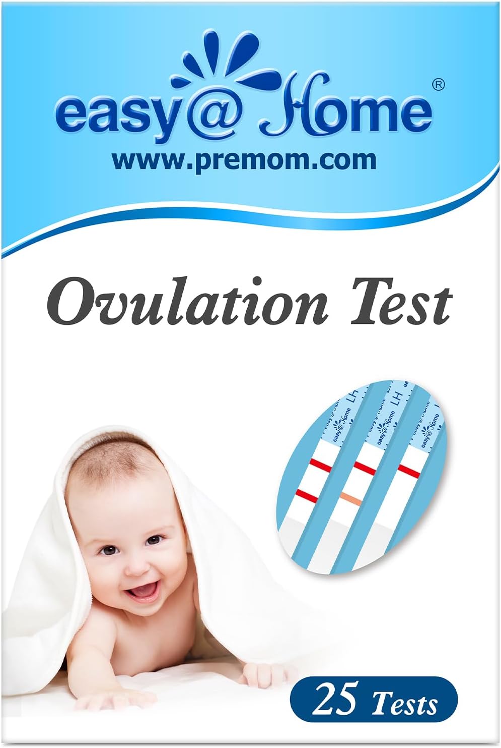 Easy@Home Ovulation Test Strips, 25 Pack Fertility Tests, Ovulation Predictor Kit, Powered by Premom Ovulation Predictor iOS and Android App, 25 LH Strips