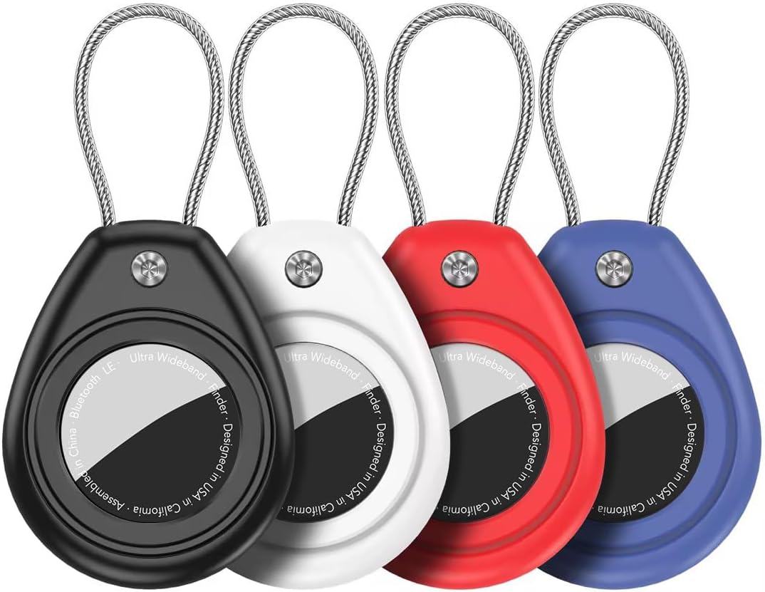 Aimtel 4 Pack Air Tag Compatible with Apple Air Tag Secure Holder,Anti-Lost and Scratch-Resistant Design,360°Protective Air Tag Case Accessory for Keys for GPS Item Finder Tracker,Easy Installation