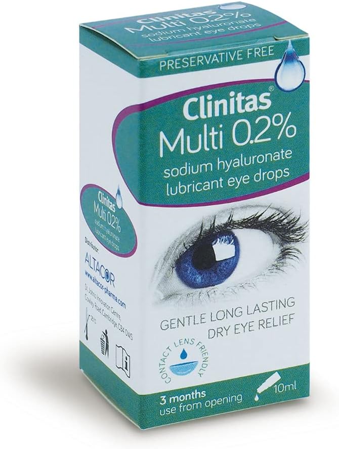 Clinitas 0.2% Soothe Eye Drops for Dry Eye. Suitable for Contact Lens wearers and Preservative Free for The Relief of Dry and Gritty Eyes 10ml Multi use Bottle