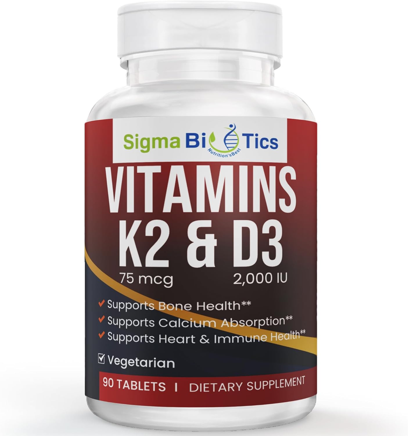 Chewable Vitamin D3 with K2 (MK7) Supplement | Bone & Heart Health Support | 2000 IU D3 & 75 mcg K2 MK-7 Non-GMO Supplement | Easy to Swallow D & K Complex | 90 Tablets