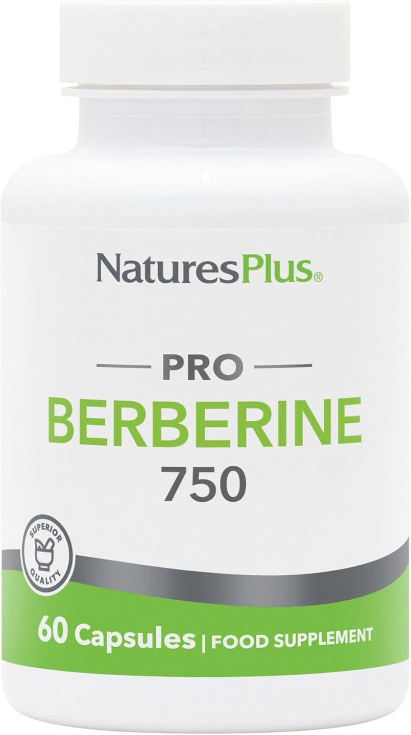 NaturesPlus PRO Berberine Capsules 750 mg - Purely Natural and Active Berberine from Sustainable Sources - Easy to Swallow, Gluten Free, Vegan, Non-GMO - 60 Capsules