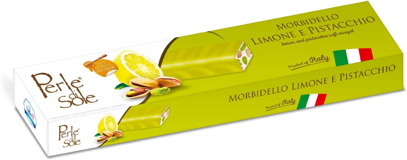 Lemon and Pistacchio Flavored Soft Nougat - Perle di Sole