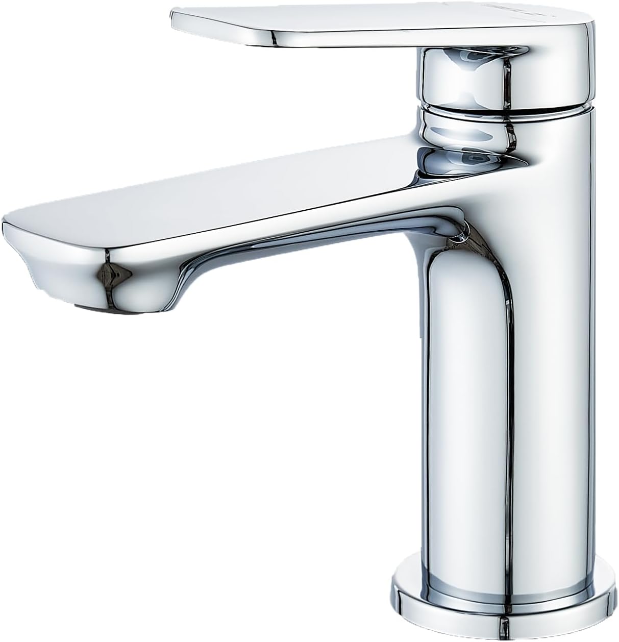 BELZ Modern Basin Mixer Tap, Chrome Bathroom Sink Tap, Brass Hot & Cold Faucet, Leak-Resistant, Water-Saving, G1/2" Hoses, Fits Single-Hole Sinks