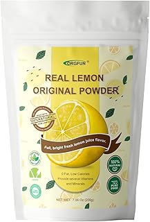 ORGFUN Original Lemon Powder Made with Real Lemons, Freeze Dried Juice Powder, Strong Fresh Lemon Flavor Great for Beverages, Smoothies, Baking 7.06 Oz
