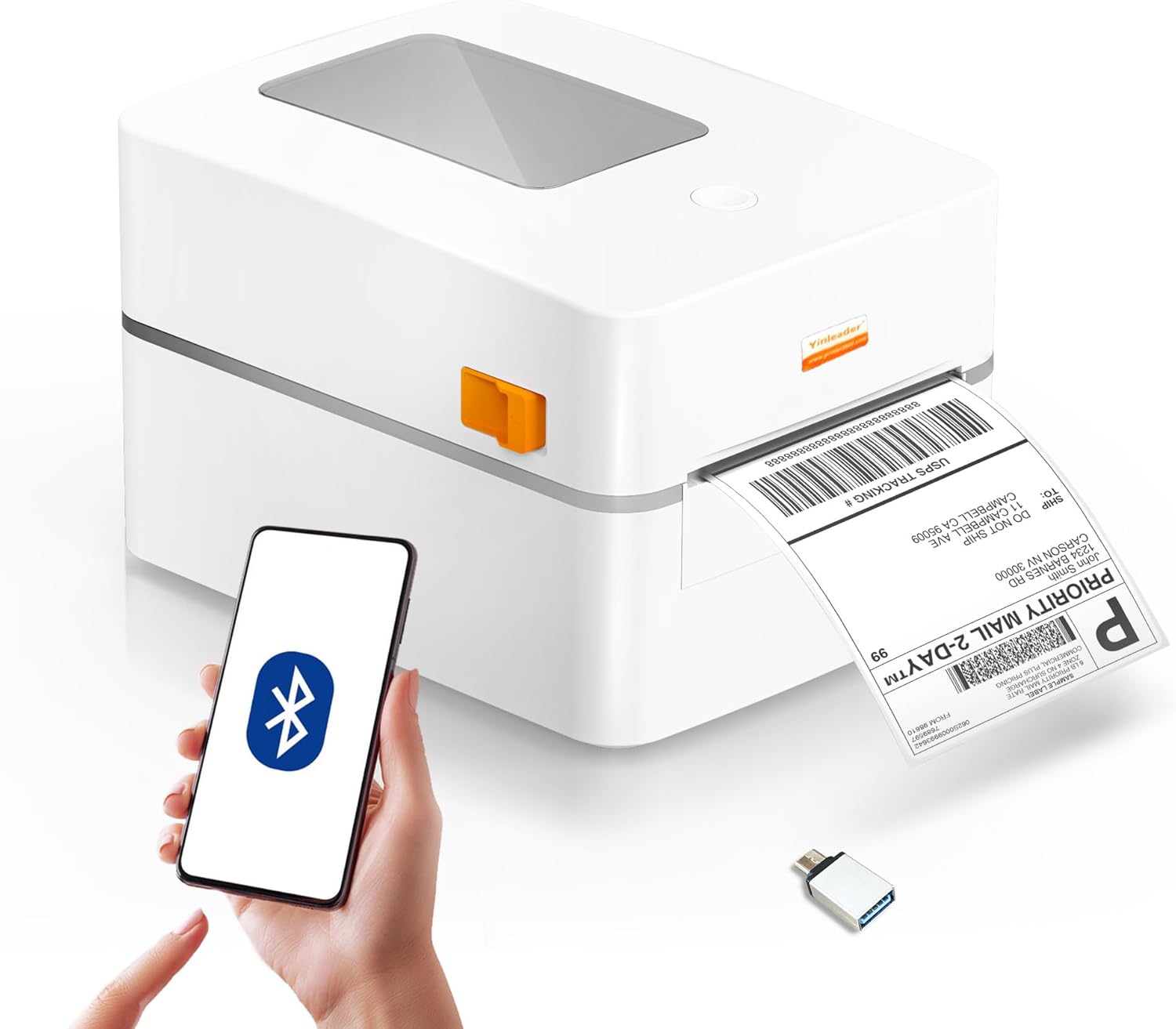 Yinleader Thermal Shipping Label Printer USB/Bluetooth, Thermal Printer 4x6, Postage Label Printer for Business, Compatible with Amazon, Royal Mail, Shopify, Ebay, DHL, DPD, Evri
