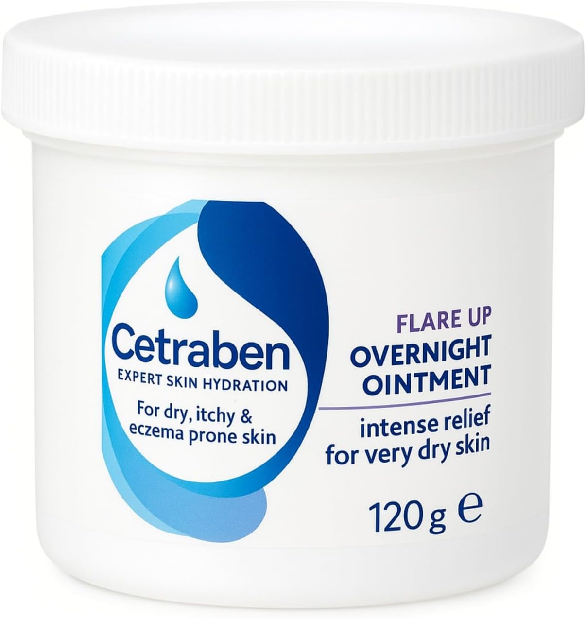 Cetraben Flare Up Overnight Ointment, Relieves Dry, Itchy & Eczema-Prone Skin, Rich Formulation for Intense Hydration, Protects Skin from Irritants, For Overnight Use, Fragrance Free, 1 x 120g