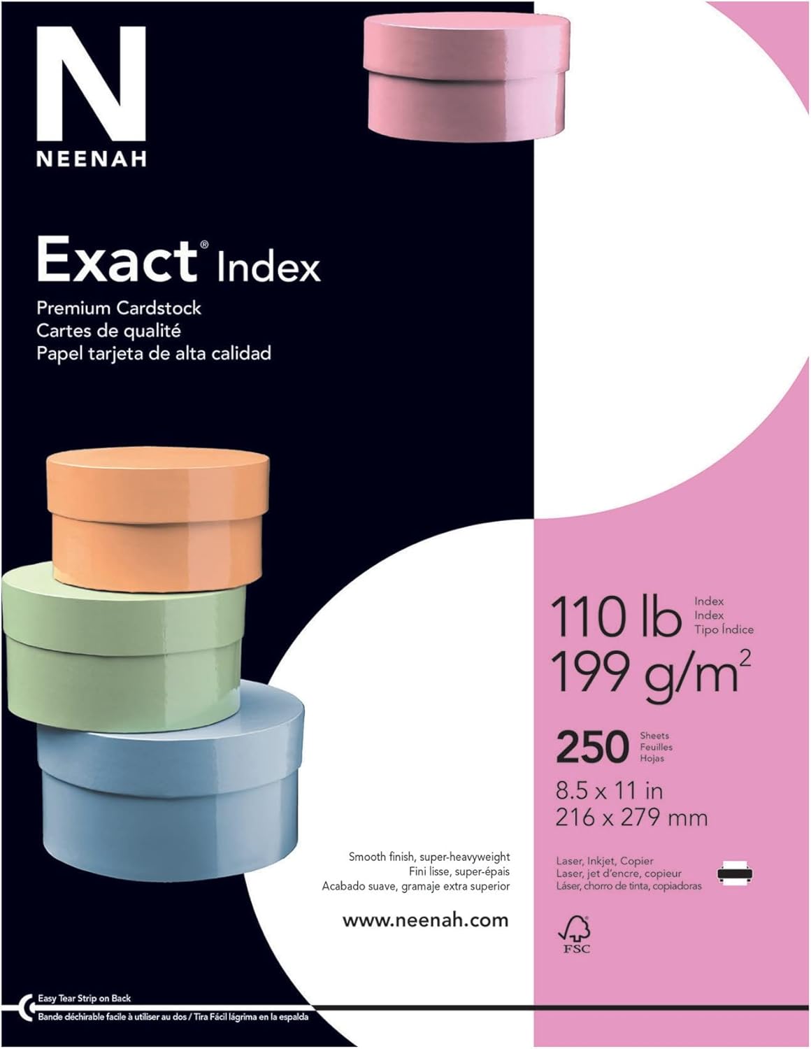 Neenah Exact 30% Recycled Extra-Heavyweight Index Card Stock, 8 1/2in. x 11in., 110 Lb, White, pk Of 250 Sheets, 40411