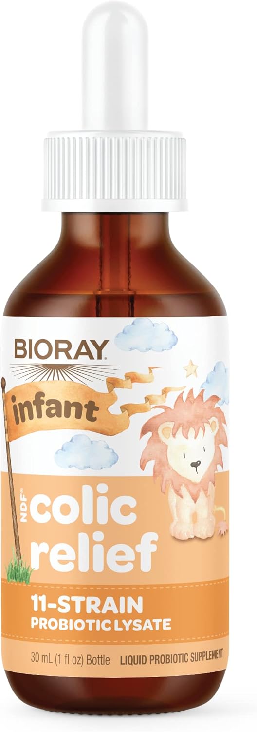 BIORAY Infant NDF Colic Relief - 1 fl oz - 11-Strain Probiotic Lysate - Ease Discomfort in The Stomach, GI Tract & Colon - Non-GMO, Vegetarian, Gluten Free - Approx. 30 Servings