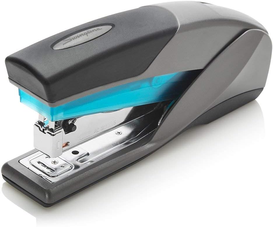 2 Swingline Staplers, Optima 25, Full Size Desktop Stapler, 25 Sheet Capacity, Reduced Effort, 2 Staplers Blue/Gray